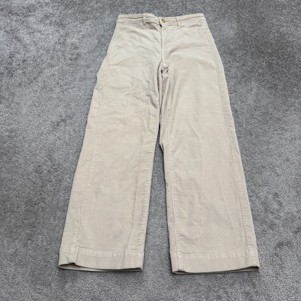 Everlane High Rise Wide Leg Corduroy Pants Womens 4 Cream Cotton Stretch Casual
